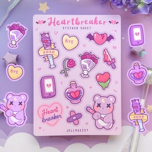 Heartbreaker Sticker Sheet | Cute for Planners Bullet Journal Notebook or Scrapbook | Pastel Goth