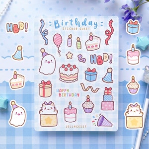 Happy Birthday Sticker Sheet Cute for Planners Bullet Journal Notebook ...