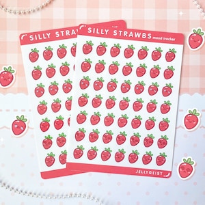 Silly Strawbs Mood Tracker Stickers | Cute for Planners Bullet Journal Notebook or Scrapbook