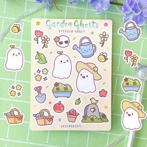 Garden Ghosts Sticker Sheet | Cute for Planners Bullet Journal Notebook or Scrapbook