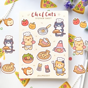 Chef Cats Sticker Sheet | Cute for Planners Bullet Journal Notebook or Scrapbook