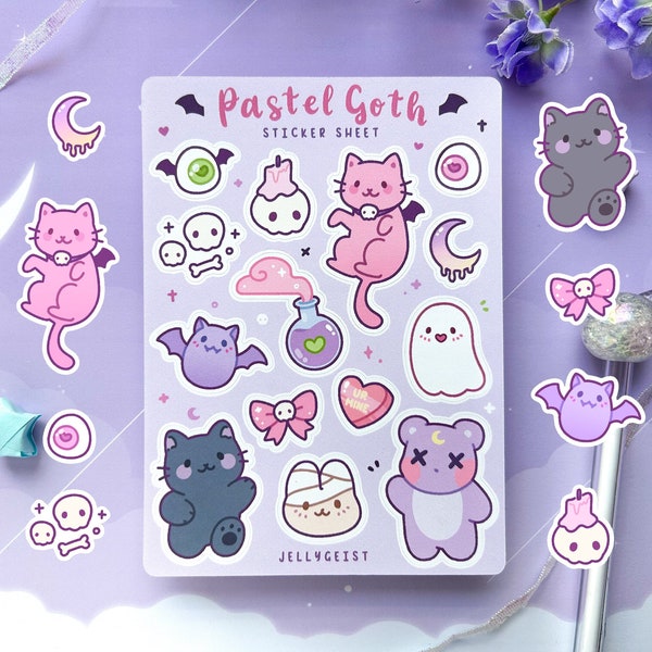 Pastel Goth Sticker Sheet | Cute for Planners Bullet Journal Notebook or Scrapbook