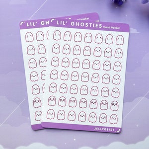 Lil' Ghosties Mood Tracker Stickers | Cute for Planners Bullet Journal Notebook or Scrapbook