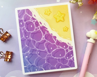 Starfish Beach Mini Art Print | Custom Art Print | Glossy Cute Print for Wall Decor, Journaling, Scrapbook, Gift, Stationery