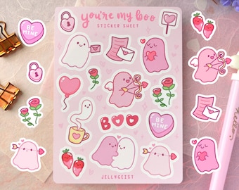 You're My Boo Sticker Sheet | Valentine's | Cute for Planners Bullet Journal Notebook or Scrapbook