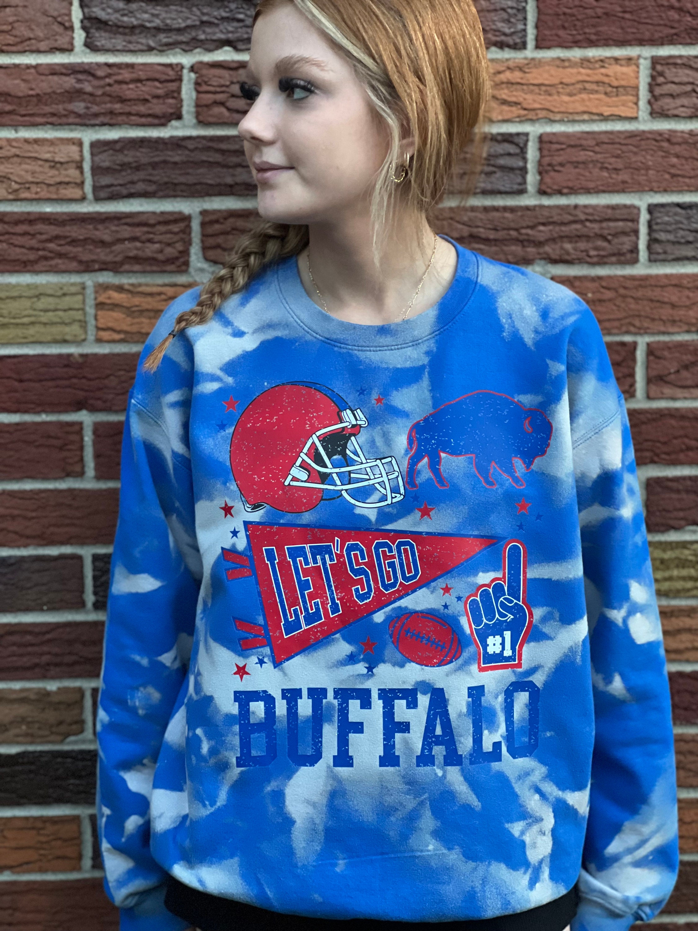 Buffalo adult Football T-shirt or Crewneck | Buffalo Tie Dye Crewneck | Buffalo Sweatshirt | Buffalo Unisex Sweatshirt | Buffalo Fan Gift |