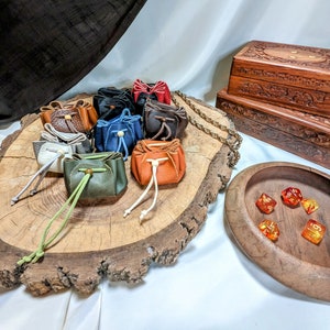 Bolsa de cuero para dados - Estuche para dados - Estuche para monedas - con juego de dados