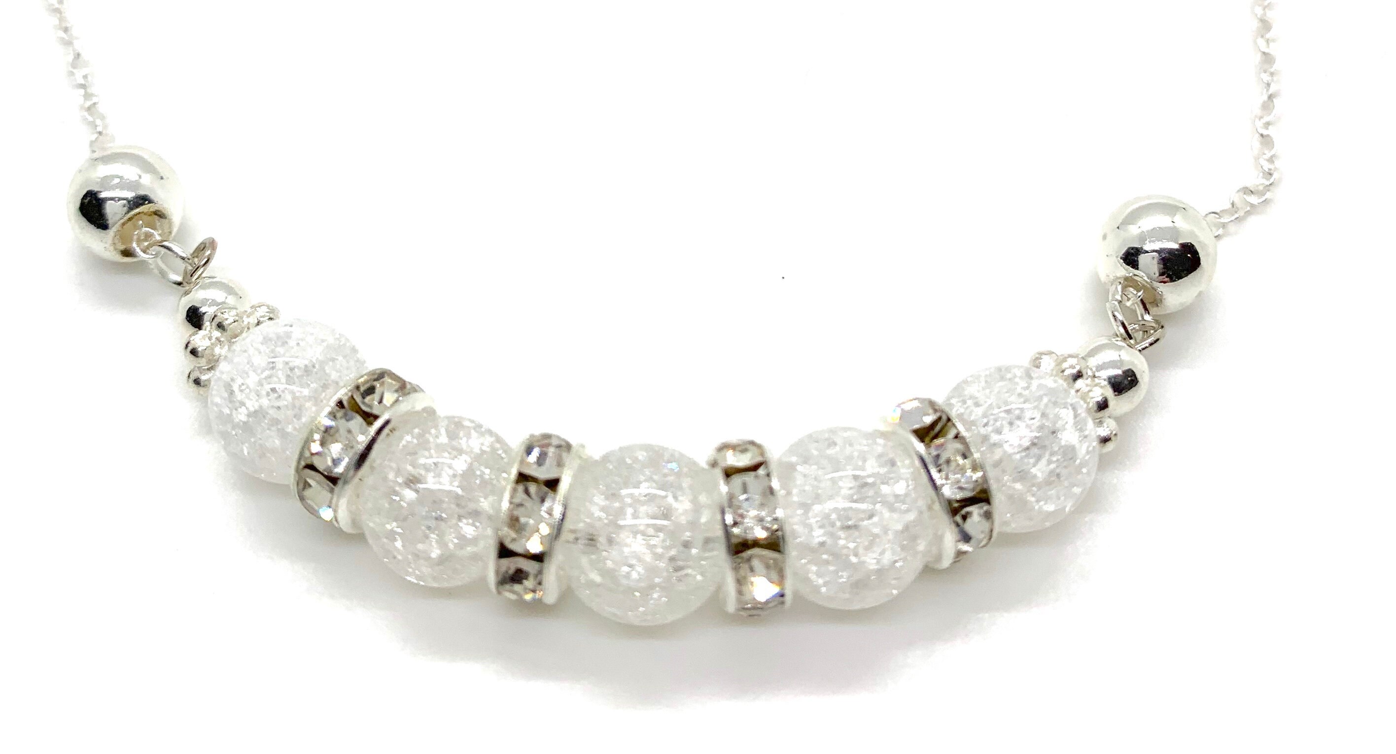 Natural Crackled Quartz Swarovski Crystal and .925 Sterling Silver