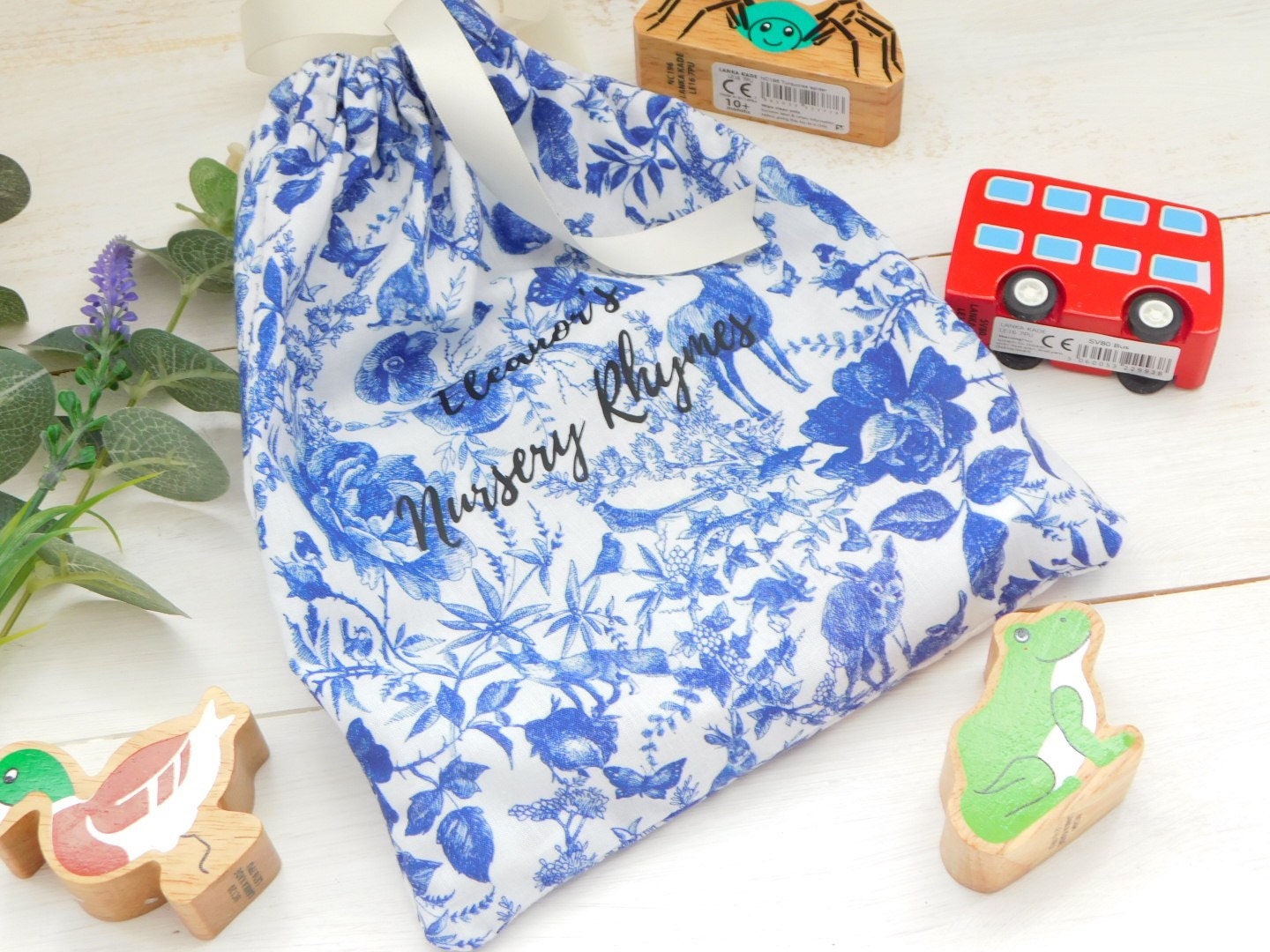 Personalised ribbon drawstring bag ribbon tie bag toys bag Etsy