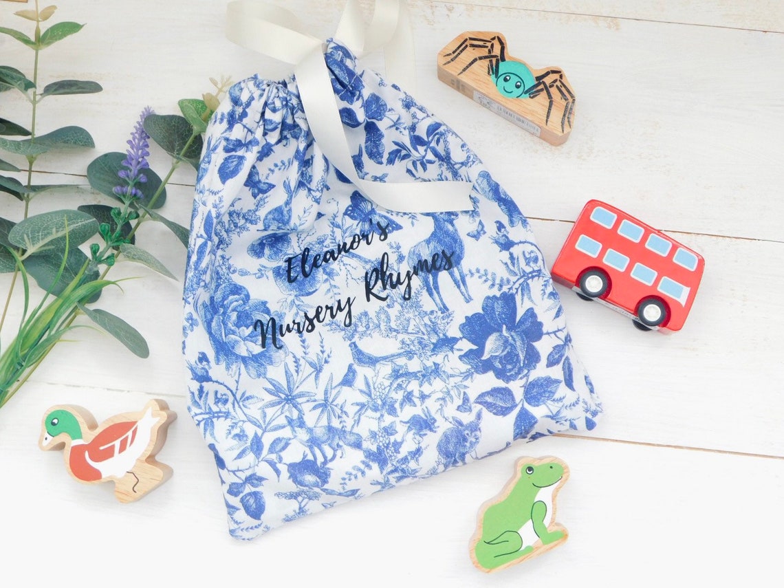 Personalised ribbon drawstring bag ribbon tie bag toys bag Etsy