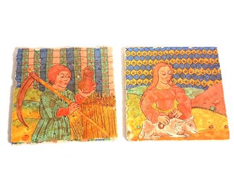 Arte popular moderno de mediados de siglo (MCM) con una estética de "manuscrito medieval"