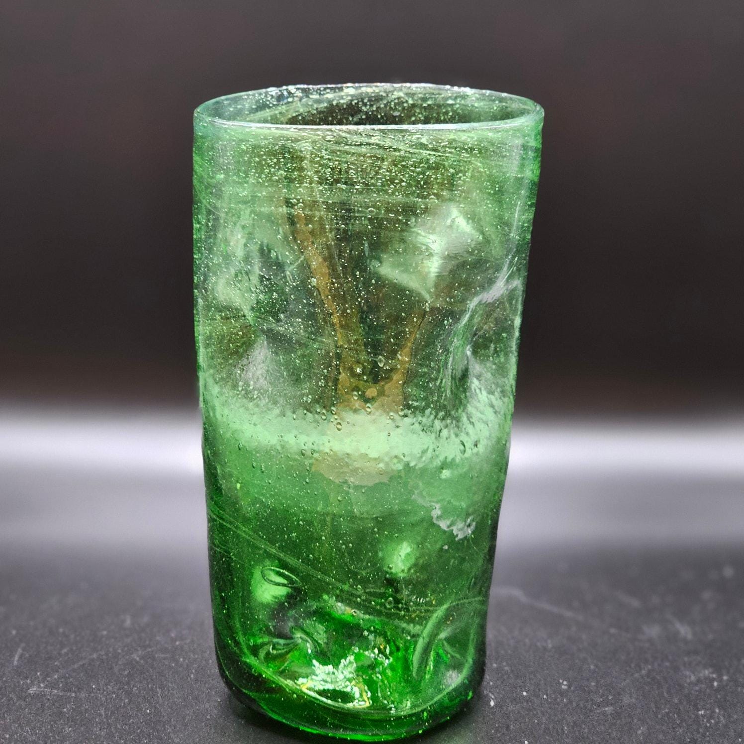 Blenko Type Dimple Glass Tumbler Vase or Drinking Glass - Green - Etsy