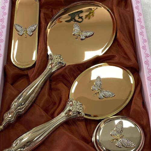 Brush and Mirror Set Vintage Style Vanity Set Make up Etsy