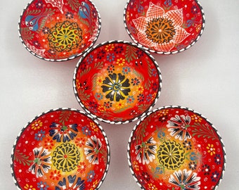 Handpainted Floral Bowl Set, Pottery Bowls, Lead-Free Decorative Bowls, Snack Serving Bowls, Colorful Turkish Bowl Set, Housewarming Gifts