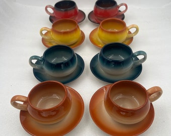 3オンス カラフル セラミック コーヒーセット ハンドメイド コーヒーセット 6人用 トルココーヒーセット ソーサー付き エスプレッソマグ 新築祝い ギフト コーヒー愛好家へのギフト