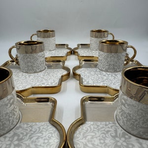 Turkish Coffee Set, Porcelain Tea ware, Arabic Coffee Set, Espresso Mug Set, Porcelain Tea Cup Set, Porcelain Coffee Set, Housewarming Gifts