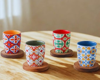 磁器製エスプレッソカップとソーサー、トルコ・アラビアコーヒーセット（4人用）、母の日ギフト