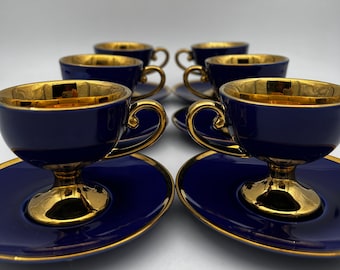 磁器製エスプレッソカップとソーサー、トルココーヒー6人用セット、アラビアコーヒーカップ、ゴールドハンドル付き磁器製マグカップセット、母への贈り物