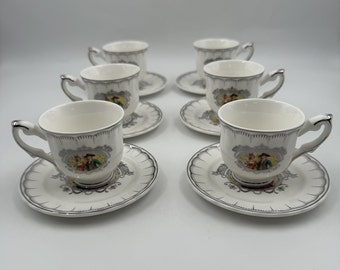 ヴィンテージ磁器コーヒーセット、英国製ティーカップ＆ソーサー