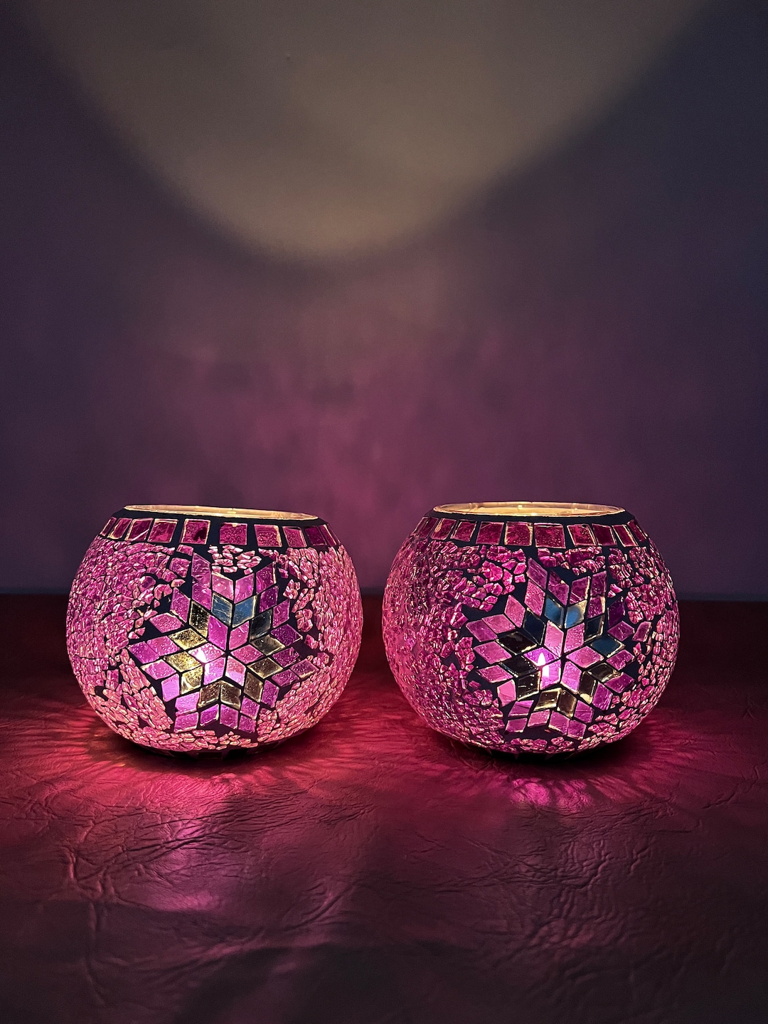 Tealight Candle Holders Set of 2 Mosaic Candle Holders Etsy