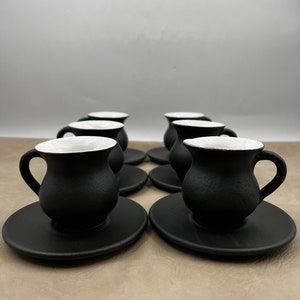 Handmade Elegant Balck Coffee Set, Decorative Coffee Set, Ceramic Coffee Cups, Turkish Coffee Set With Saucers, Mother&#39;s Gifts, Moving Gifts