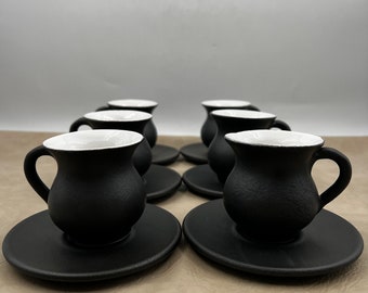 手作りのエレガントなブラックコーヒーセット、装飾コーヒーセット、セラミックコーヒーカップ、ソーサー付きトルココーヒーセット、お母様への贈り物、引っ越し祝いの贈り物