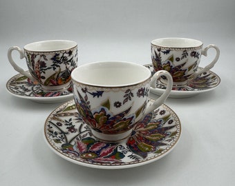 伝統的なトルココーヒーセット、花柄磁器カップ、6個セット
