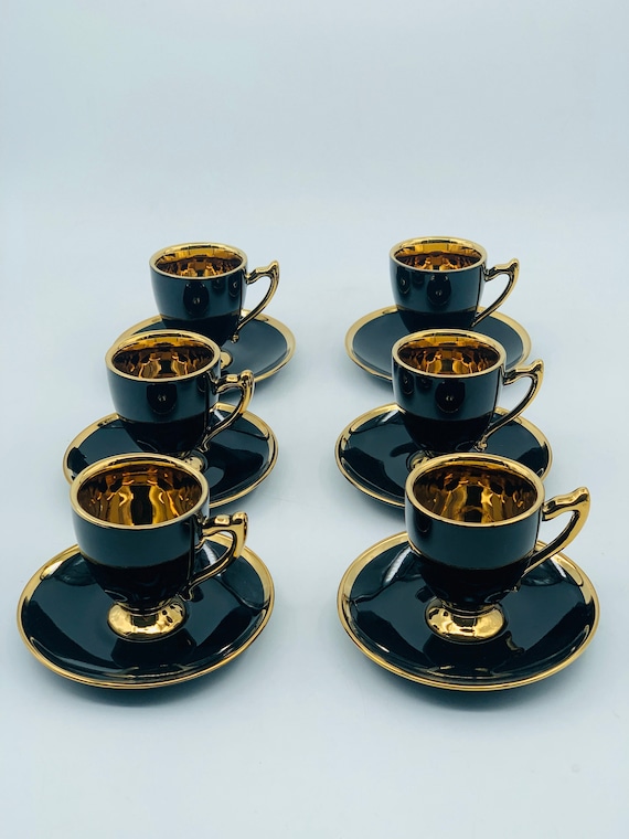 Elegant Porcelain Espresso Tea Cups With Saucers 12PCS Fine - Etsy