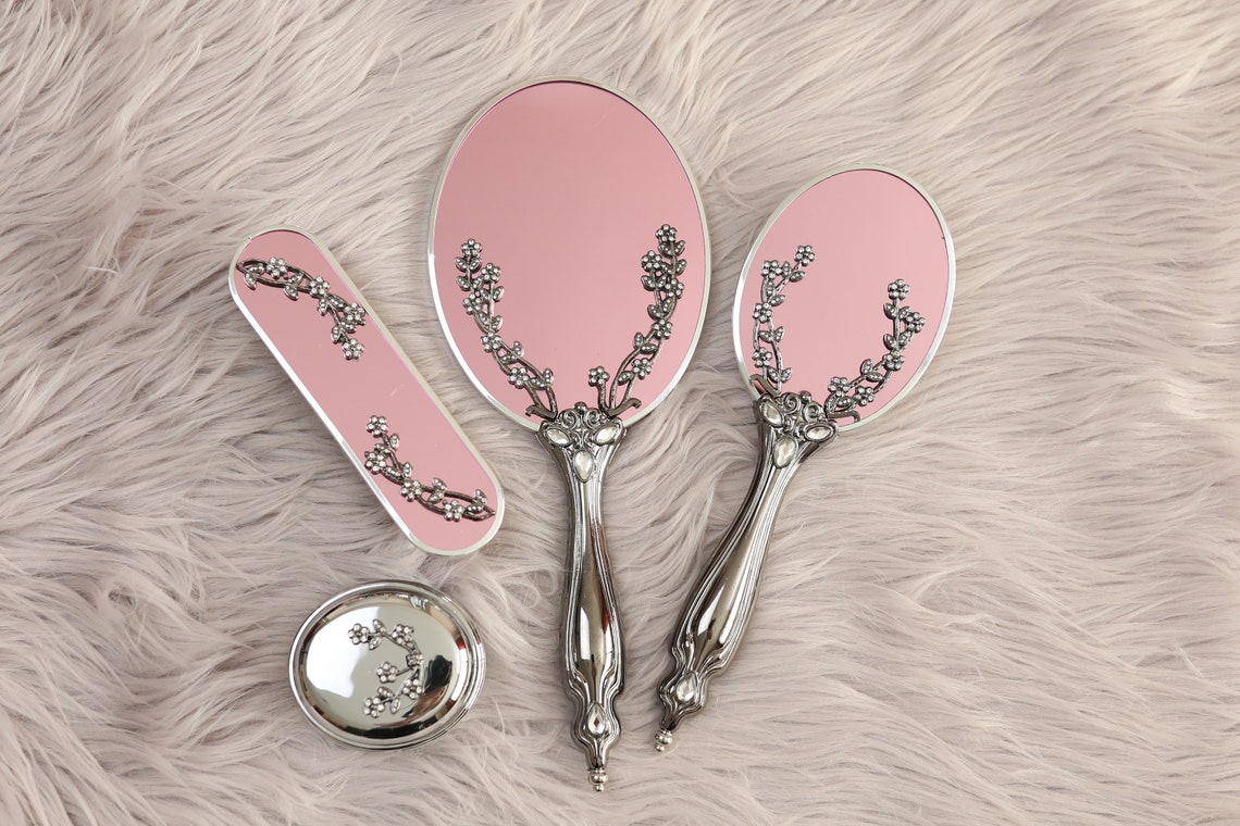 Brush and Mirror Set Vintage Style Vanity Set Make up Etsy