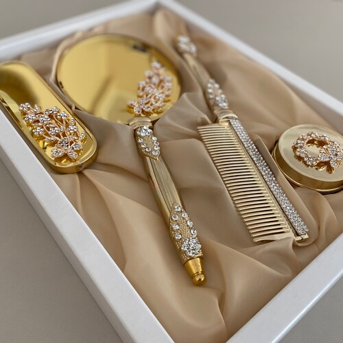 Brush and Mirror Set Vintage Style Vanity Set Make up Etsy
