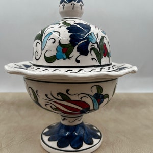 Set of 2 Sweets Bowl With Lids, Ceramic Sugar Bowl, Hand Painted Sugar Bowl With Lid, Turkish Ceramic Bowl, Pottery Sugar Jar, Candy Bowl image 3