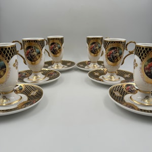 SPECIAL LISTING Royal Coffee Set for 2, Arabic Coffee Set, Turkish Coffee Set with Saucers, Victorian Coffee Set
