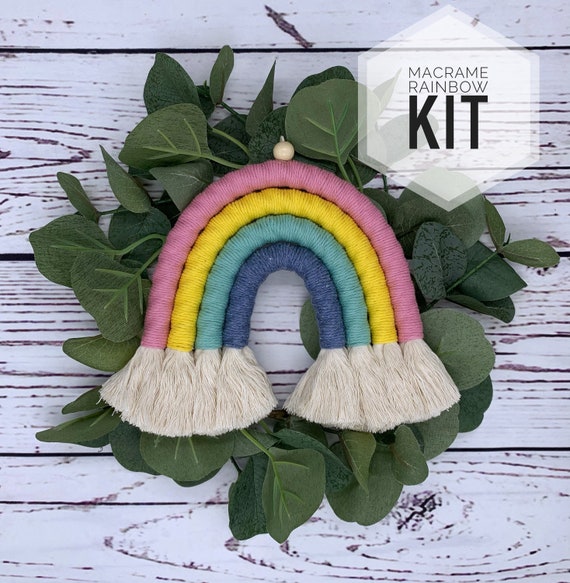 DIY Macrame Rainbow Craft Kit 4 Colors Wall Hanging Kit Adult Craft Kits  DIY Crafts Kid and Teen Craft Kit Nursey Decor 
