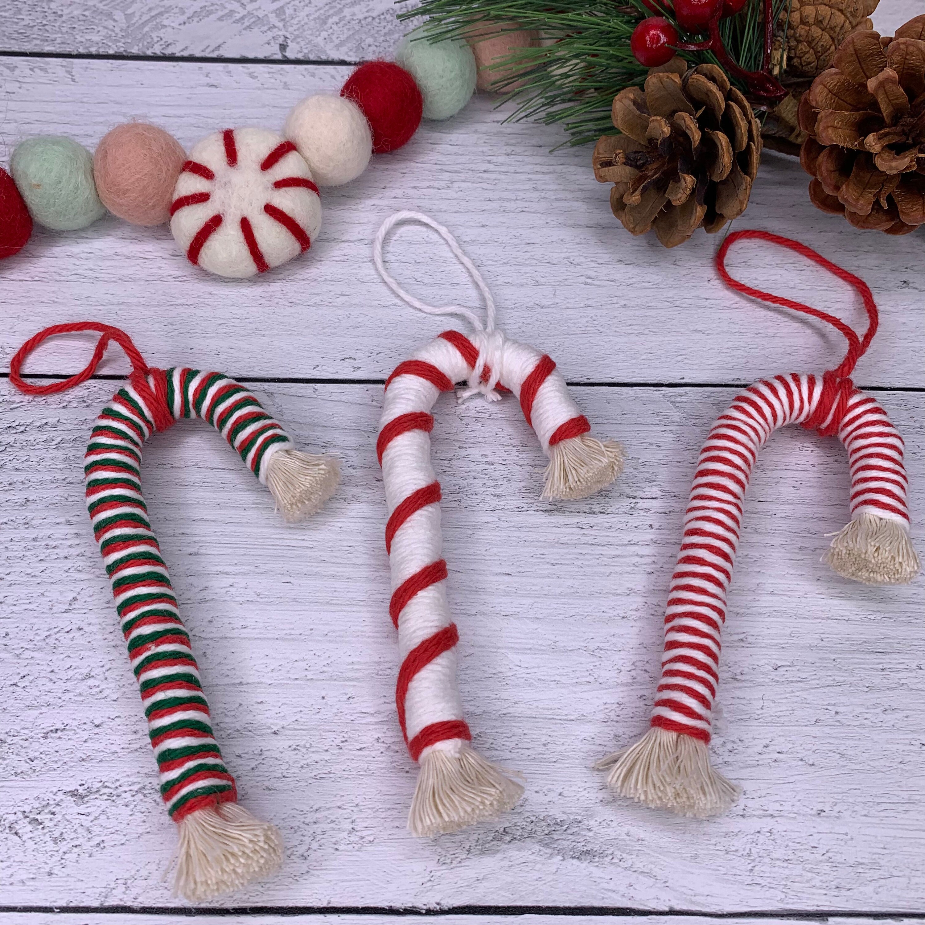 Macrame DIY Candy Cane Craft Kit Adult Craft Kit Christmas Ornament