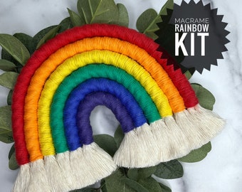 DIY Large Macrame Rainbow Craft Kit 6 Colors, Kid and Teen Craft Kit, Nursey Decor, Adult Craft Kit, Macrame Wall Hanging, Classic