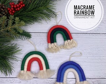 Macrame DIY Christmas Ornaments Rainbow Craft Kit, Adult Craft Kit, Christmas Crafts, Hanukkah, Kwanzaa, Teen Craft Kit