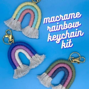 DIY Macrame Rainbow Keychain Craft Kit Yarn Keychain Kit, Adult Craft Kits, DIY Crafts, Kid and Teen Craft Kit, Customizable