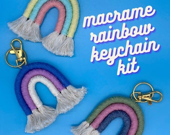 DIY Macrame Rainbow Keychain Craft Kit Yarn Keychain Kit, Adult Craft Kits, DIY Crafts, Kid and Teen Craft Kit, Customizable