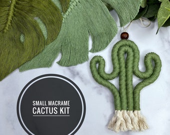 DIY SMALL Macrame Cactus Craft Kit Yarn Rope Wall Hanging Kit, Adult Craft Kits, DIY Crafts, Plants, Kid and Teen Craft Kit