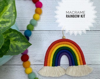 DIY Small Macrame Rainbow Craft Kit 6 Color Classic Wall Hanging Kit, Adult Craft Kit, DIY Crafts Gifts, Kid Teen Craft Kits, Nursey