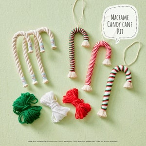 Macrame DIY Candy Cane Craft Kit, Adult Craft Kit, Christmas Ornament, Christmas Craft, Kid Craft Kit, Boho Rustic