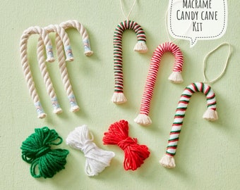 Macrame DIY Candy Cane Craft Kit, Adult Craft Kit, Christmas Ornament, Christmas Craft, Kid Craft Kit, Boho Rustic