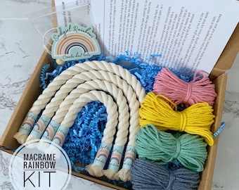 DIY Macrame Rainbow Craft Kit 4 Colors Wall Hanging Kit, Adult Craft Kits, DIY Crafts, Kid and Teen Craft Kit, Nursey Decor