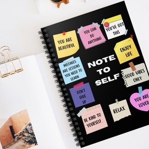 Positive Affirmations Spiral Notebook - Ruled Line &quot;Note to Self&quot;