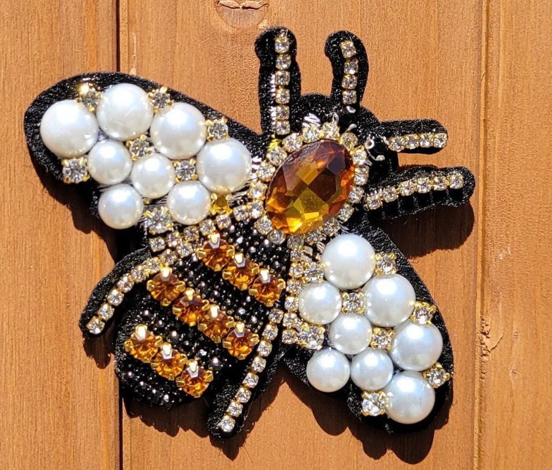 Beautiful Rhinestone Bumble Bee (sew-on) Patch for Denim Blazer Clothes ...