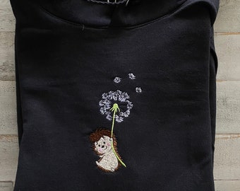 Hedgehog Embroidered Hoodie- Woodland Animal Gift- Cute Embroidered (Hoodie)