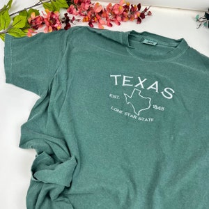 Texas Embroidered  Comfort colors T-shirt,- Texas T-Shirt. Custom state Shirt(T_SHIRT)