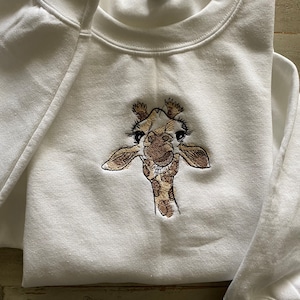 Giraffe Embroidered Crewneck- Trendy Crewneck