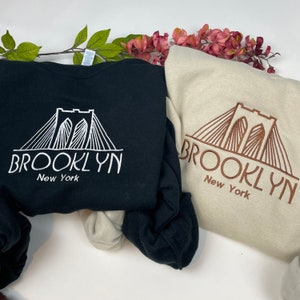 Brooklyn Embroidered Crewneck - NYC Sweatshirt (Bridge)