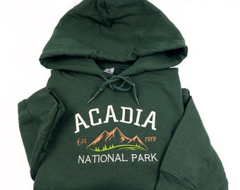 Acadia National Park Embroidered Crewneck Sweatshirt (Mountain)